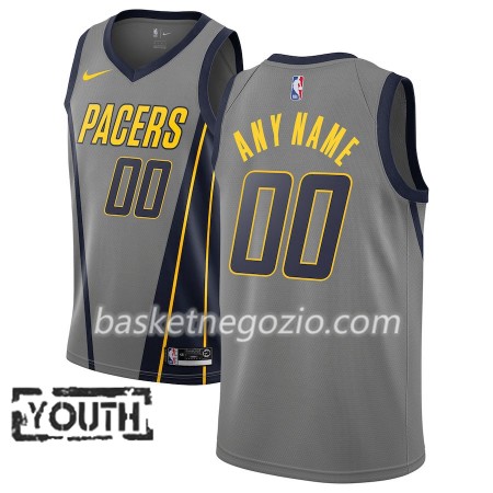Canotte Bambino Indiana Pacers Personalizzate 2018-19 Nike City Edition Grigio Swingman